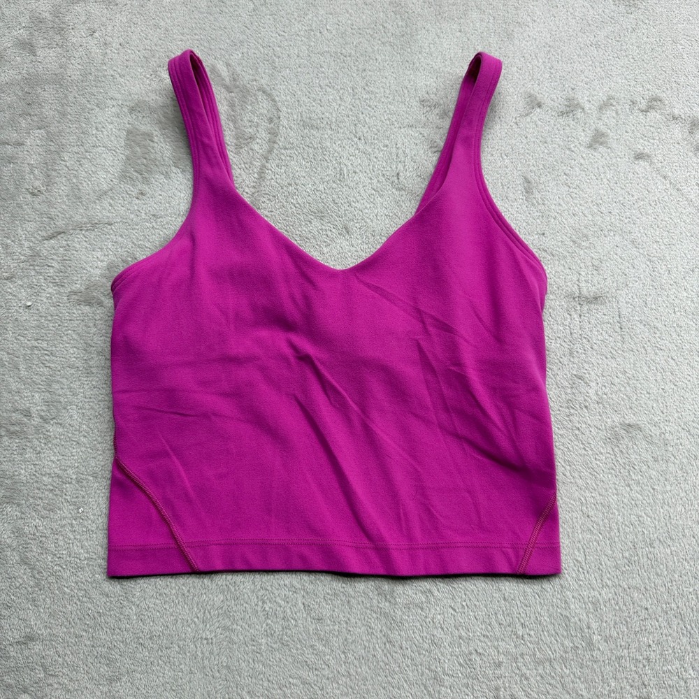 Lululemon Align Tank Top Women 2 Magenta Pink Nulu Cropped Yoga Bra Yoga Workout